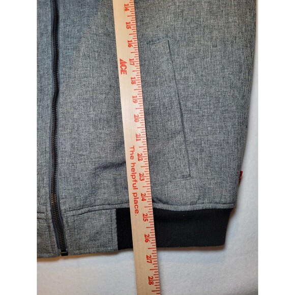 Levi’s Jacket Gray Hooded Black‎ Sherpa Lined Soft Shell Bomber Coat Mens Small - Picture 9 of 9